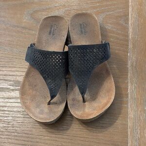 Clarks Black and Brown Perforated Sandals